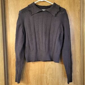 Simple Retro Women's Brown Sweater